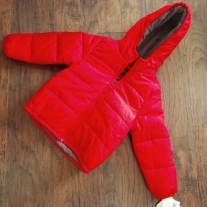 Red Puffer Winter Snow Coat London Fog 5 6 zipper jacket Nwt New